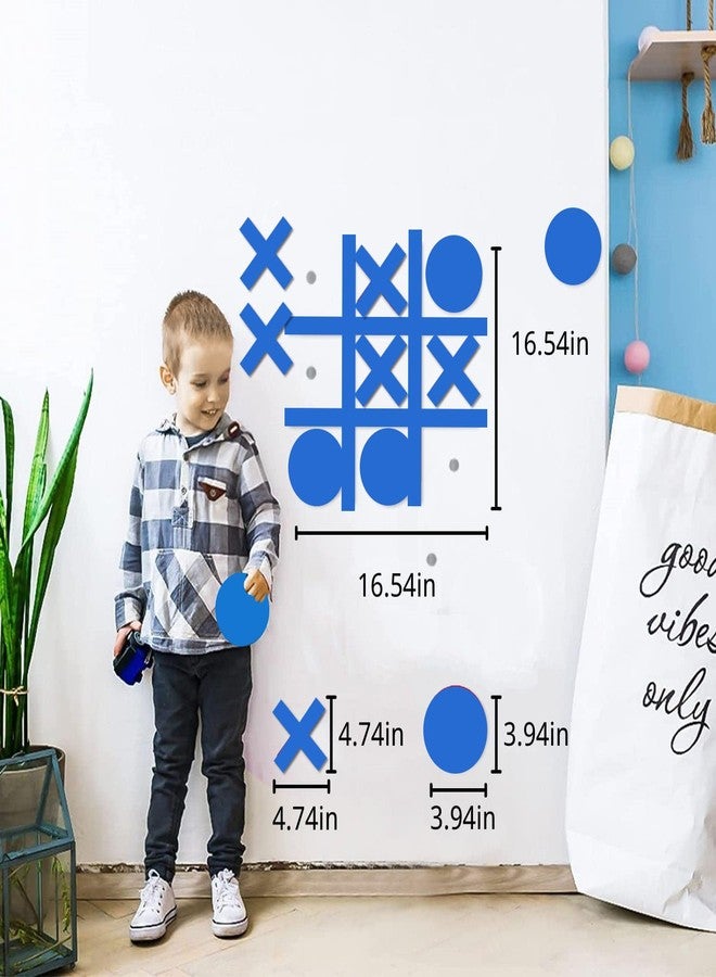 DUOLIYBC Magnetic Tic Tac Toe Wall-Mount Game,Game Room Decor,Hallway Decor,Playroom Decor,Modern Wall Decals for Kids Room,Classroom&Offices,Best Gift for Family, Friends (Blue) - Image 3